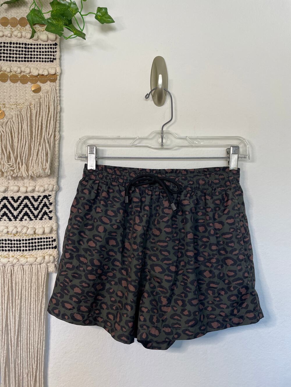 Mens Zara Animal Print Athletic Swim Lined Shorts Medium